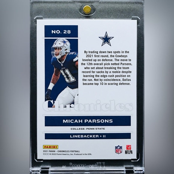 Micah Parsons RC - 2021 Panini Chronicles #28 - Picture 2 of 2